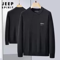 JEEP SPIRIT吉普中青年男士毛衣秋季宽松搬针圆领针织上衣新款潮流时尚百搭毛衫