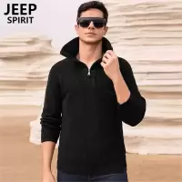 JEEP SPIRIT吉普男纯棉毛衣冬季新款百搭半拉链针织上衣男宽松潮流外穿全棉毛衫