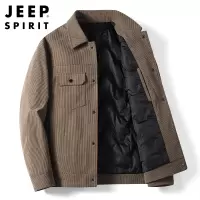 JEEP SPIRIT吉普灯芯绒保暖羽绒服男夹克冬季爸爸装休闲加厚冬装翻领工装服