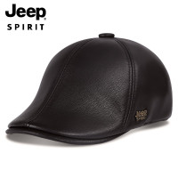 JEEP SPIRIT吉普正品帽子男士羊皮真皮鸭舌帽A0665