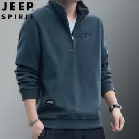 JEEP SPIRIT吉普男士加绒卫衣秋冬款男士摇粒绒立领半拉链卫衣时尚