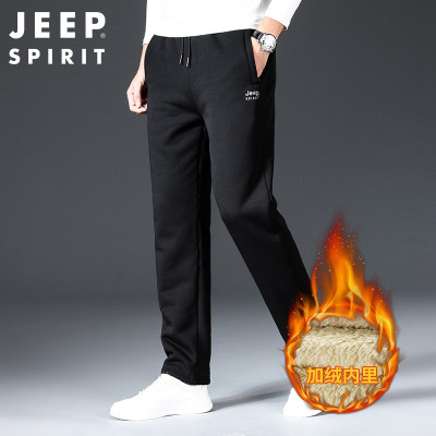 JEEP SPIRIT吉普休闲裤羊羔绒男士秋冬季韩版潮流宽松休闲裤加绒加厚裤子