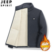 JEEP SPIRIT吉普羊羔绒开衫卫衣男立领摇粒绒大码加绒加厚外套