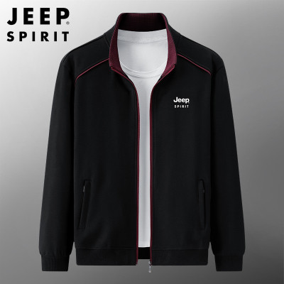 JEEP SPIRIT吉普卫衣男春秋开衫外套男夹克休闲运动立领衣服