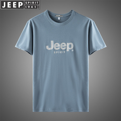 JEEP SPIRIT夏季新款男士圆领运动休闲T恤衫半袖汗衫套头打底