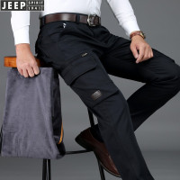 JEEP SPIRIT吉普冬季工装裤男加绒加厚商务直筒宽松多口袋弹力大码休闲百搭保暖裤