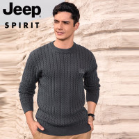 JEEP SPIRIT冬季加厚保暖圆领套头毛衣男新款时尚潮流宽松