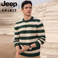 JEEP SPIRIT纯棉男士毛衣潮百搭秋冬季新款针织上衣男宽松拼色条