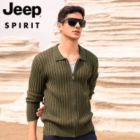 JEEP SPIRIT针织开衫男士潮牌纯色百搭翻领毛衣百搭保暖外套