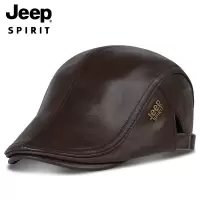 JEEP SPIRIT吉普正品帽子男士牛皮真皮鸭舌帽