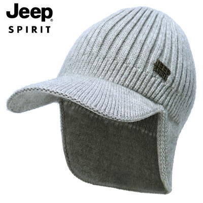 JEEP SPIRIT新款毛线帽带护耳保暖针织帽子男女帽子