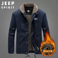 JEEP SPIRIT吉普男士夹克冬季款户外休闲加绒男装纯色简约外货秋冬季保暖外套