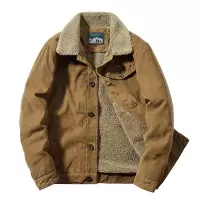 JPDUN冬季棉服男加绒大码220斤灯芯绒翻领棉衣短款飞行服上衣