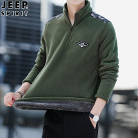 JEEP SPIRIT卫衣男士套头上衣半高领冬季新款加绒保暖男士半拉链