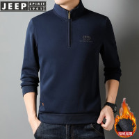 JEEP SPIRIT吉普半链接卫衣男秋冬新款宽松大码加绒休闲立领长袖上衣