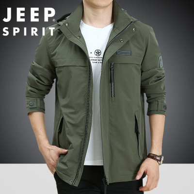 JEEP SPIRIT吉普秋冬新款夹克男宽松大码男士加绒外套户外休闲外衣男