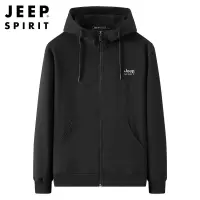 JEEP SPIRIT吉普卫衣运动开衫连帽外套薄款宽松休闲男套头衫