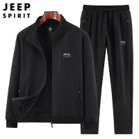 JEEP SPIRIT吉普开衫卫衣男士套装秋冬季新款加绒百搭直脚长裤