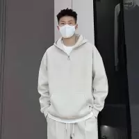 JEEP SPIRIT拉链男女同款情侣420G重磅卫衣秋冬加绒加厚宽松高级感纯色连帽衫