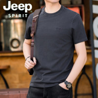 JEEP SPIRIT吉普2024春夏新款男士件染纯棉圆领半袖T恤水洗扎染短袖