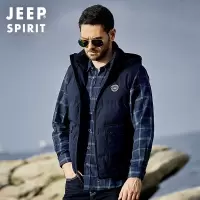 JEEP SPIRIT吉普2024新款时尚休闲保暖羽绒无袖坎肩外套羽绒马甲男