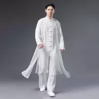 举翼王子棉麻唐装男装中国风休闲白色青年盘口上衣