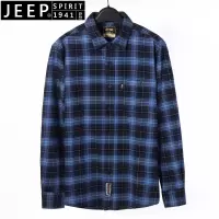 JEEP SPIRIT吉普男士长袖衬衫休闲大码格子衬衣青年休闲男上衣