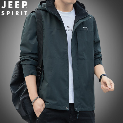 JEEP SPIRIT吉普男士登山服三合一夹克休闲潮流户外冲锋夹克上衣