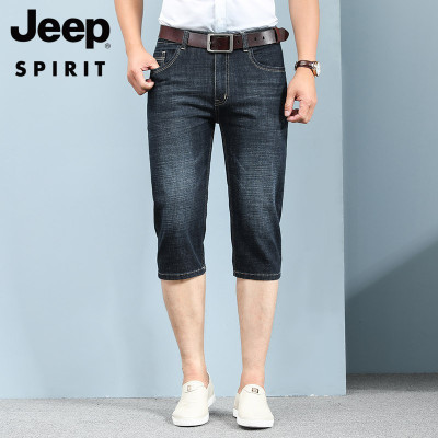 JEEP SPIRIT吉普春夏户外男士直筒短款六分牛仔裤