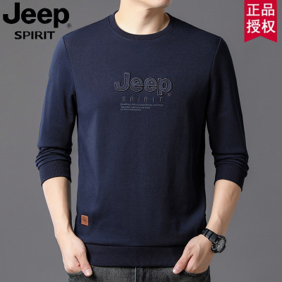JEEP吉普秋冬新款男士长袖上衣卫衣休闲时尚打底衫宽松套头