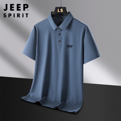 JEEP SPIRIT吉普冰丝无痕polo衫情侣款短袖T恤男士体恤衫