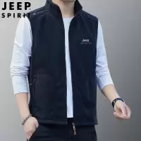 JEEP SPIRIT春秋男士舒适摇粒绒马甲开衫吉普背心外套