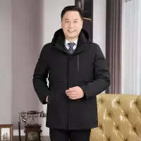 JPDUN中老年羽绒服男活里活面中长款加厚爸爸装外套大码可脱卸内胆冬装