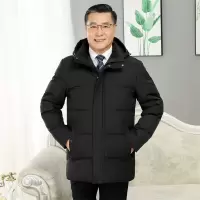 JPDUN新款中老年爸爸羽绒服男爷爷加厚短款老人冬装