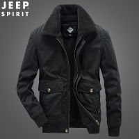 JEEP SPIRIT男士外套秋冬加绒加厚夹克男休闲男装爸爸衣服