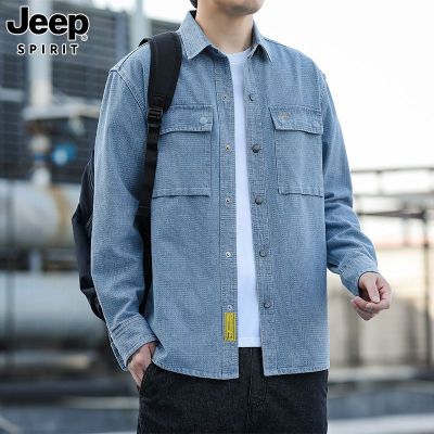 JEEP SPIRIT 潮流衬衫时尚百搭男士休闲刺绣牛仔外套