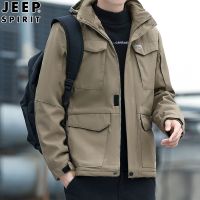 JEEP SPIRIT 秋冬新款男士休闲时尚棉服潮流运动加绒加厚连帽