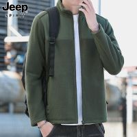 JEEP SPIRIT 新款男士潮流外套加绒保暖时尚刺绣开衫卫衣