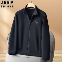 JEEP SPIRIT 时尚男士刺绣开衫卫衣潮流休闲立领加绒上