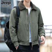 JEEP SPIRIT 男士时尚休闲加绒棉衣潮流夹克加绒领口