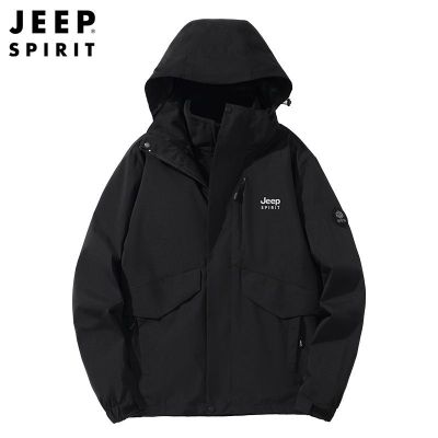 JEEPspirit吉普情侣摇粒绒内胆冬棉服可卸外套三合一加厚