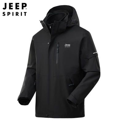 JEEPspirit吉普情侣摇粒绒内胆冬热封棉服可卸外套三合一加厚