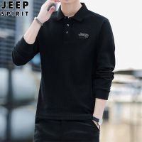 JEEP SPIRIT长袖T恤男春秋季休闲商务宽松翻领POLO衫爸爸装打底衫