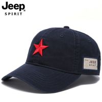 JEEP SPIRIT吉普红五星棒球帽子水洗棉布休闲时尚百搭帽子