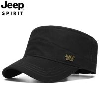 JEEP 吉普 四季平顶帽子男中老年纯棉鸭舌帽日常休闲简约透气