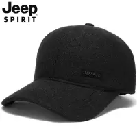 JEEP SPIRIT吉普 冬季加绒加厚棒球帽护耳中老年帽子