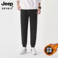 JEEP SPIRIT新款男士直筒束口中腰大码男裤针织运动裤弹力系带休闲裤