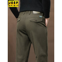 JEEP SPIRIT秋冬后袋盖前斜插袋直筒休闲裤男裤宽松弹力裤子