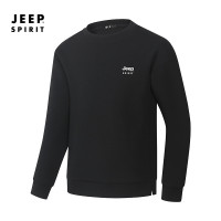 JEEP SPIRIT 2025新款圆领套头休闲卫衣男春秋季纯色无帽长袖T恤360克