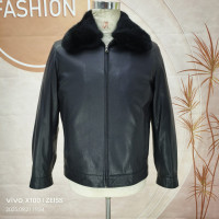 举翼王子高档大毛领男士皮衣加绒冬季宽松中老年男士皮衣